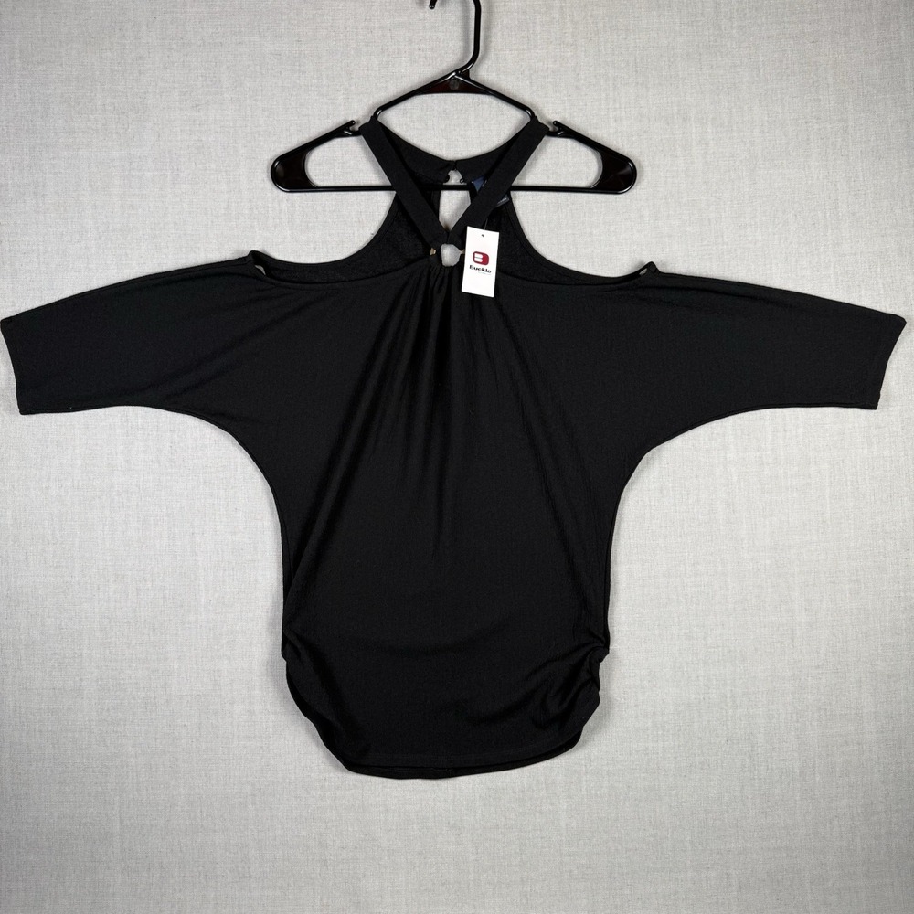Buckle Daytrip Top Women's Size XS Black Babydoll Top Open Shoulder NWT